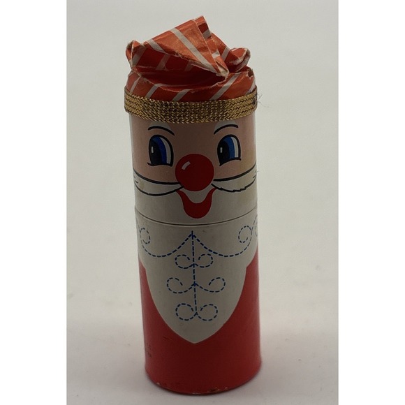 Vintage Santa Claus Round Red Match Box Holder w/Matches ~ Unstruck Complete 3" - Picture 2 of 11
